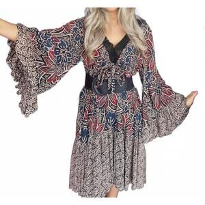 NEW ANGIE v neck short ruffled mini dress in black